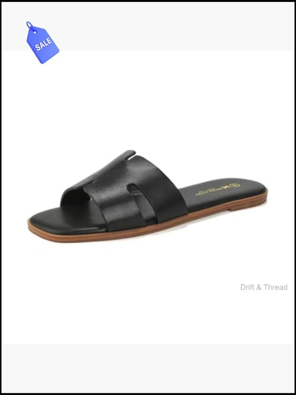 Women's Slip On Slide Sandals with Memory Foam, Square Toe Cushioned Flat